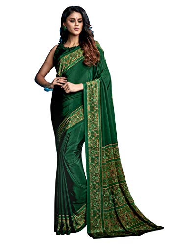 Image of Jaanvi fashion Women's Crepe Silk Saree with Unstitched Blouse Piece | Soft Lightweight Traditional Ethnic Wear Saree for Party, Wedding, Festival