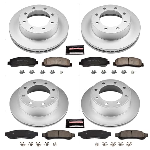 Image of PowerStop Front and Rear Brake Kit for Ford F-350 Super Duty 2010 - Fully-Coated Disc Rotors with Z17 Ceramic Brake Pads Replacement, CRK5573