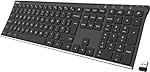 Arteck 2.4G Wireless Keyboard Stainless Steel Ultra Slim Full Size Keyboard with Numeric Keypad for Computer/Desktop/PC/Laptop/Surface/Smart TV and Windows 11/10/ 8 Built in Rechargeable Battery