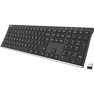 Arteck 2.4G Wireless Keyboard Stainless Steel Ultra Slim Full Size Keyboard with Numeric Keypad for Computer/Desktop/PC/Laptop/Surface/Smart TV and Windows 10/8/ 7 Built in Rechargeable Battery