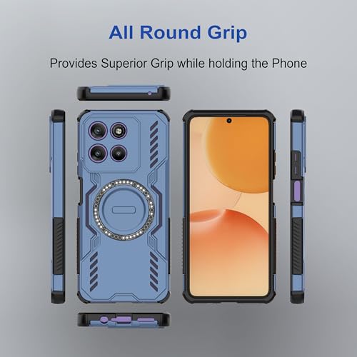 Image of amazon basics Back Case Cover for Motorola G57 Power 5G | Magnetic Case with Built-in Metal Ring | Supports MagSafe Charger, Wallet & Car Mount | Shockproof Hybrid PC + TPU | Blue