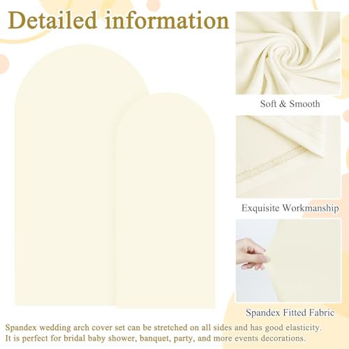 Image of Set of 2 Arch Backdrop Cover Ivory Arch Covers 7.2 and 6FT Balloon Arch Backdrops Stands Cover Chiara Backdrop Covers Arch Spandex for Wedding Ceremony Birthday Party Bridal Baby Shower Decor