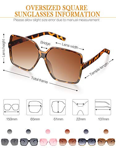 Weewooday 6 Pairs Oversized Square Sunglasses Multicolor Retro Irregular Vintage Sunglasses Wide Oversized Shades for Women2
