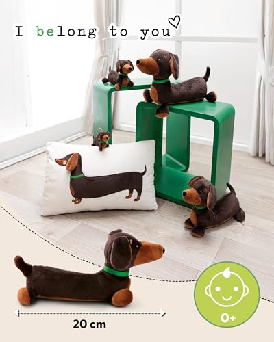 NICI 49821 Kuscheltier Dackel 20cm liegend braun - Stofftier aus weichem Plüsch, niedliches Plüschtier zum Kuscheln und Spielen, für Kinder & Erwachsene, tolle Geschenkidee, Nr