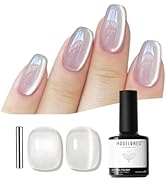 modelones Cat Eye Gel Nail Polish, 15 ML Silver Glitter Holographic Glass Cat Eye Summer Jelly Sh...