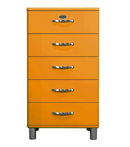 Tenzo 5215-017 MALIBU Designer Chiffonnier avec 5 Tiroirs, Panneau MDF, Orange, 60 x 41 x 111 cm