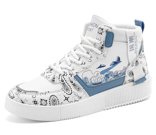 Men's Fashion High Top Chinese Style Skate Sneakers Stylish Comfortable Skateboarding Road Running Walking Shoes