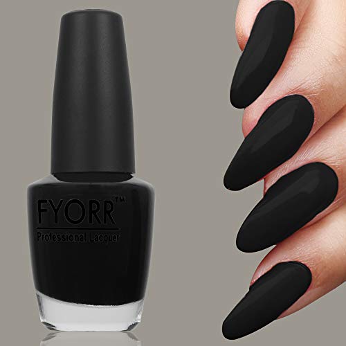 Image of Midnight Black Professional Nail Polish | Long Lasting, Quick Dry, Chip Resistant, High Shine Nail Paint | Smooth & Easy Application, Vibrant Trendy Shades for Women & Girls Party Daily Use 15ml