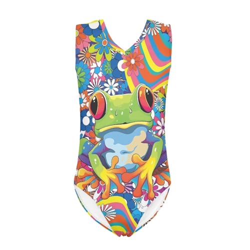 Image of Girls Fashion Print One Piece Swimsuit Bathing Suit Gymnastic Leotard for Kids, 5-14 Years