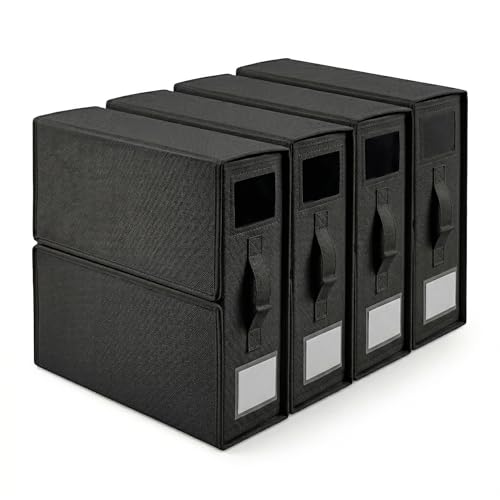 Image of CLAPONE Bedsheet Organizer Storage Box, Foldable Clothes Storage Container, Non-Woven Closet Organizer for Bedding, Blankets, Comforters & Underbed Storage (Black, Pack Of 4)