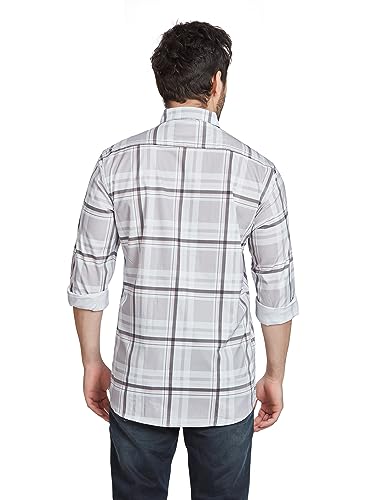 Image of BE ACTIVE Men's Solid Slim Fit Cotton Casual Shirt | Men Stylish Shirt | Spread Collar & Full Sleeves | Checkered Pattern | Regular Fit