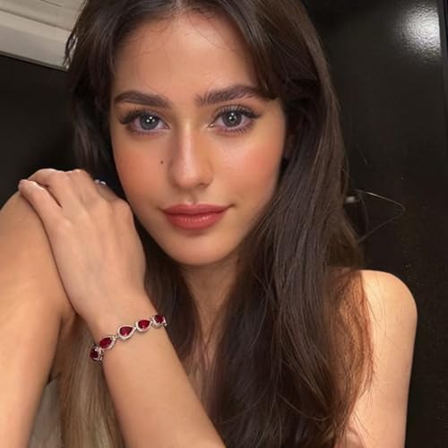 RIZILIA Tennis Bracelet & Pear Cut CZ [4 Colors Available] in White Gold Plated, 7"4