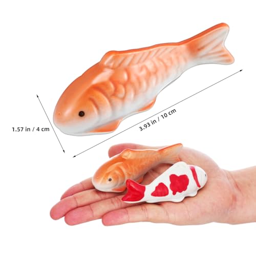 Image of Yardwe 6 Pcs Floating Fish Decoration, Ceramic Koi Fish Aquarium Decor, Realistic Underwater Figurines for Tank, Garden Pond, Home Decor, Orange, 3.93 X 1.57 X 4.13 Inch