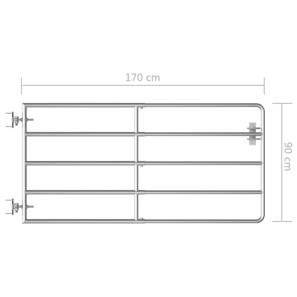 Puerta de pasto de acero galvanizado de 5 tubos, con cierre automático y accesorios de montaje, dimensiones (95-170) x 90 cm