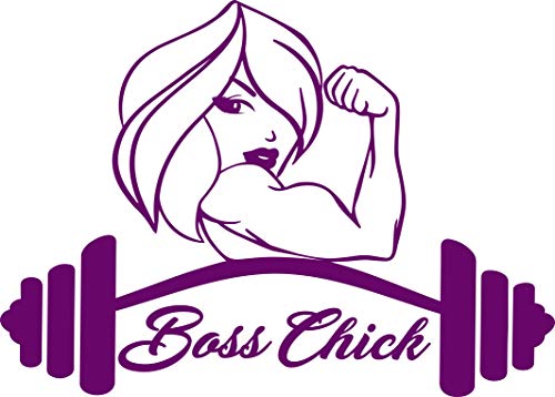 Boss Chick Barbell Decal - Boss Lady Weightlifter Gym Fitness Workout Decal, Laptop Decal, Car Window Sticker (6") #TOP3