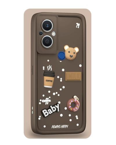 Image of Bintage Cute Fun Ball | Taddy Cartoon 3D Smiley Coffee Cup | Milk Donut | Full Protection Rubber Back Cover Compatible for Itel A661L / Itel A49 - Brown