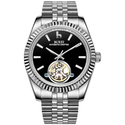 Image of BUREI Men's Classic Luxury Watch Stainless Steel Waterproof Machine Watch Fashion Double Watches Date Sapphire Crystal