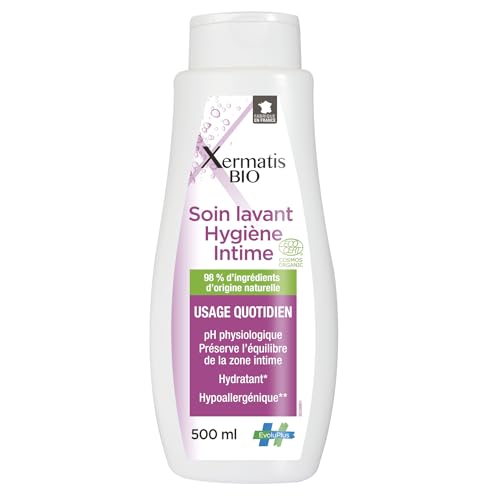 Xermatis BIO - Gel de lavado íntimo 500 ml - Cuidado íntimo orgánico para mujeres - Piel sensible - Certificado COSMOS ORGANIC - Sin jabón - Para uso diario