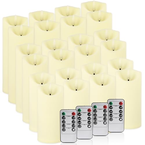Image of 24-Pack Ivory-Colored Flame-Free Candles with 4 Remote Controls
