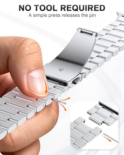 Image of EPULY Metal Band Compatible with Apple Watch Bands for Men 49mm 46mm 45mm 44mm 42mm, Business Stainless Steel Strap for iWatch Series 11 10 9 8 7 6 5 4 3 2 1, SE3 2 1, Ultra3 2 1, No Tools Required
