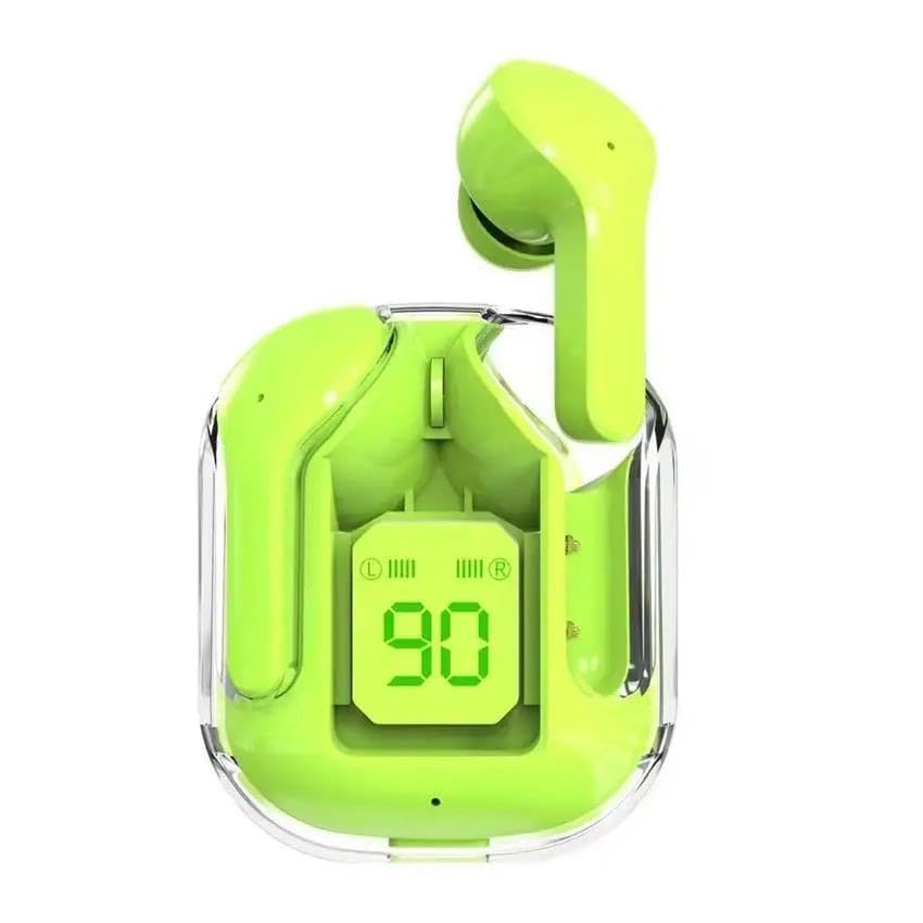 Image of Quickart Waterproof Earbuds with Transparent Case, Clear Neon Green