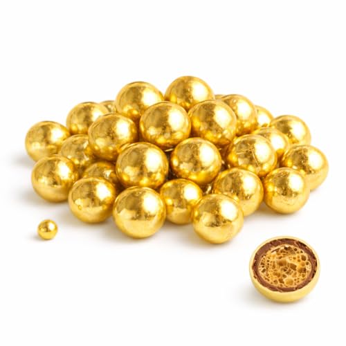Grosses Perles Croustillantes Chocolat Céréales Dorées, 150g, Diamètre 2cm, 31% Cacao, Environ 50 Perles, Décoration Pâtisserie, Cadeaux Invités Mariage...