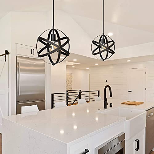 Dewenwils Plug In Pendant Hanging Light, Industrial Farmhouse Metal Globe Vintage Ceiling Entryway Light Fixture With 15Ft Cord And On/Off Switch For Kitchen Island, Bedroom, Dining Hall #TOP1
