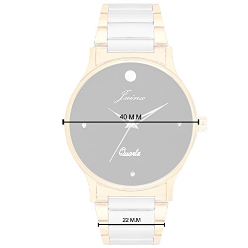 Image of jainx Premium Golden Chain Analog Wrist Watch for Men (White /Black Color Dial)