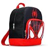 Miles Morales Mini Backpack - 10 Iconic Woven Spiderman Small Backpack and Button Bundle | Adjusts to Fit Kids, Toddlers, Teens, Adults, Boys