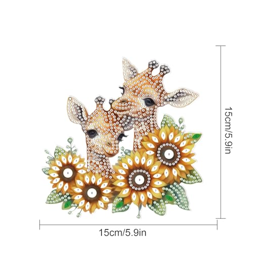 Image of AiYuanzsh Sunflower Giraffe 5D DIY Diamond Art Painting Hanging Kits Creative Design Special Shaped Crystal Pendant Kits Home Decoration Ornament