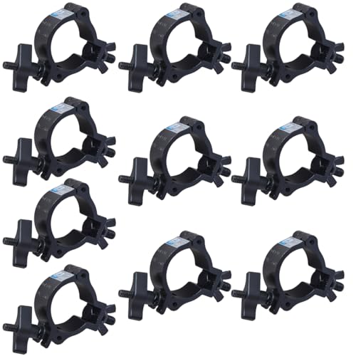 Sarknoah. Black Medium-Duty Half Coupler Truss Clamp, Aluminum Alloy Stage Lighting Clamps, Fits 1.9″-2″(48-52) mm Truss Coupler DJ Lights Clamp For Moving Head Par Lights, TUV Certified.Pack of 10.