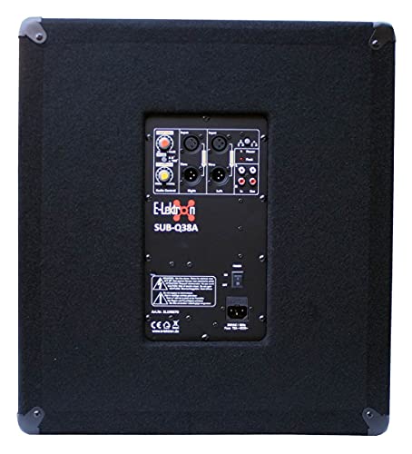 E-Lektron SUB-Q38A PA-Subwoofer Aktiv 15'/38cm Bass Lautsprecher Box mit integrierter Endstufe...