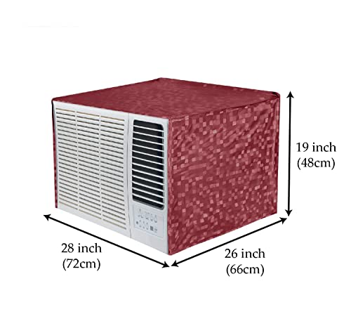 Image of Kuber Industries 3D Design PVC Window AC Cover for 2 Ton Capacity - Maroon (CTKTC01715), Standard