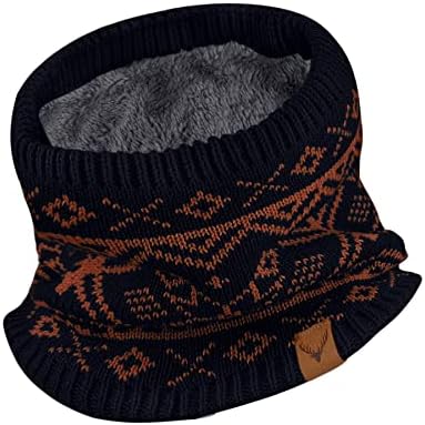 Winter Neck Warmer Thermal Knitted Snood Windproof Fleece Lined Circle Scarf Soft Thermal Snoods for Mens Skiing Outdoor Sports