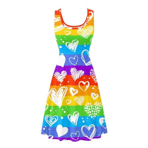 Image of TOADDITDO Women's Sleeveless O Neck Beach A-Line Party Coctail Tank Dresses Flared Sundress