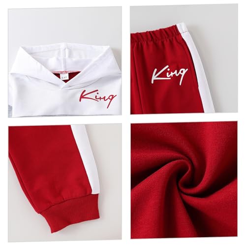 Image of Kids Boys Clothes Color Blocking Hoodie Sweatshirts and Pant 2Pcs Fall Outfits Set Size 5-10