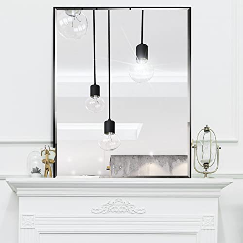 Ledlux 24X36 Inch Black Mirror With Beveled Trim, Aluminum Frame Bathroom Vanity Mirror, Rectangle Wall Mounted Mirror, Modern Rectangular Mirror Horizontal Or Vertical #TOP4