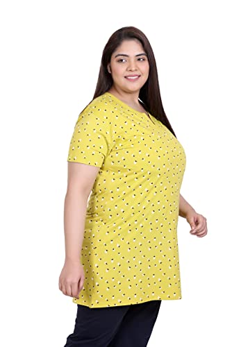 Image of In Love Women's Cotton Plus Size Longline T-Shirt Half Sleeve with Pockets | Cotton fabric - soft longline T-shirt with easy plus-size fit