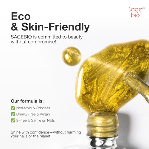 SAGEBIO Cat Eye Gel Nail Polish 15ml Golden Shell, Magnetic Glass Bead Effect, Shimmer UV LED Soak Off Gel, Perfect for Home DIY Manicure — view 4