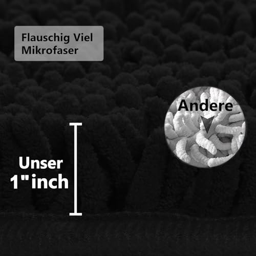 UHOUSEST Badematte rutschfest, Weicher Badezimmerteppich-Wasserabsorbierend Badematte, Maschinenwaschbar Badvorleger, für Badewanne und Toilette-Schwarz 3 Stück – Bild 6