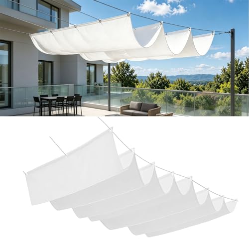 Toile pergola rétractable en PES durable et résistant blanc - 2