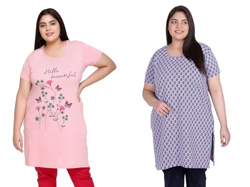 Image of In Love Women's Plus Size Cotton Printed T-Shirt with Pocket - Combo Pack of 2
