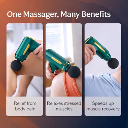 Image of SMAX Massage Gun for Pain Relief | Body Massager Machine for Back, Neck, Shoulder & Full Body | Deep Tissue Muscle Massager | Portable Cordless Electric Massage Gun with 4 Massage Heads | Type-C Rechargeable