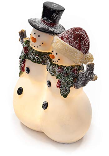 Vp Home Christmas Snowman Decor Christmas Figurines Resin Snowman Lighted Decorations Indoor Glowing Snowman Couple Led Holiday Light Up Snowman Indoor Festive Fiber Optic Decorations #TOP2