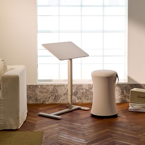 Image of TopJob AnyDesk Nest Pro Sit Standing Desk, Portable Folding Stand Desk with Hidden Wheels, Computer Workstations, Home Use, Couch Side Table, Bedside Table, Kitchen Prep Table, Cordless (Sand)