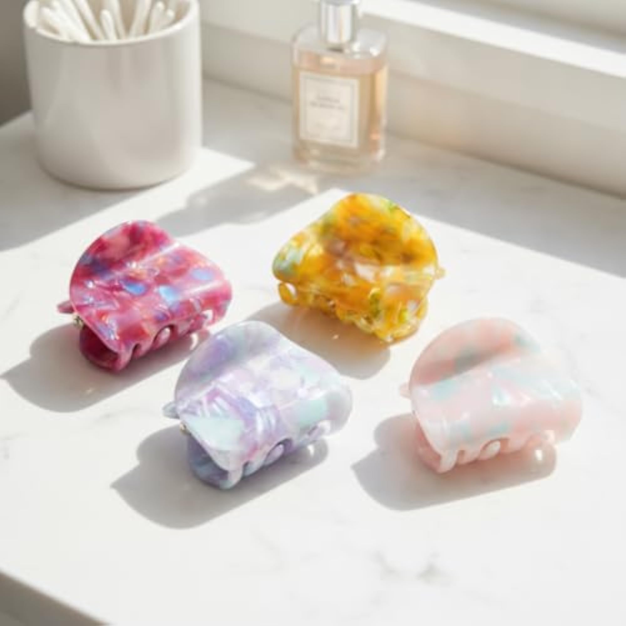 4pc Mini Polka Dot Acetate Hair Claw Clips for Women