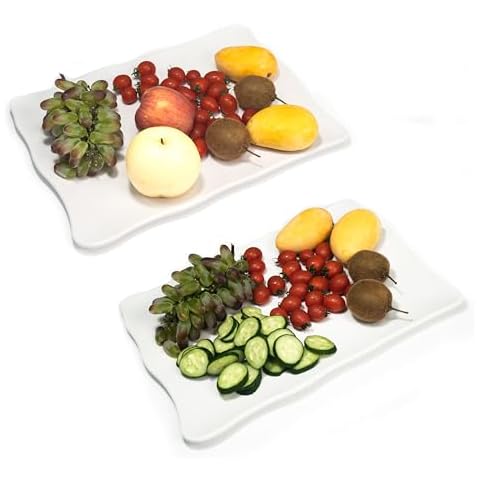 REDANT Large Serving Tray for Serving Food - White Plastic Serving Platters and Trays for Serving Food, Stackable Food Tray for Appetizer, Dessert, Serving Dishes, Party Display, BPA-Free, 2 Packs Cover