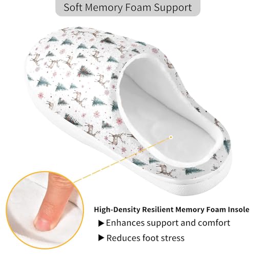 Fuzzy Memory Foam Slippers for Women/Men Christmas Deer Snowflakes Tree Pattern Fluffy Winter House Shoes Indoor and Outdoor3