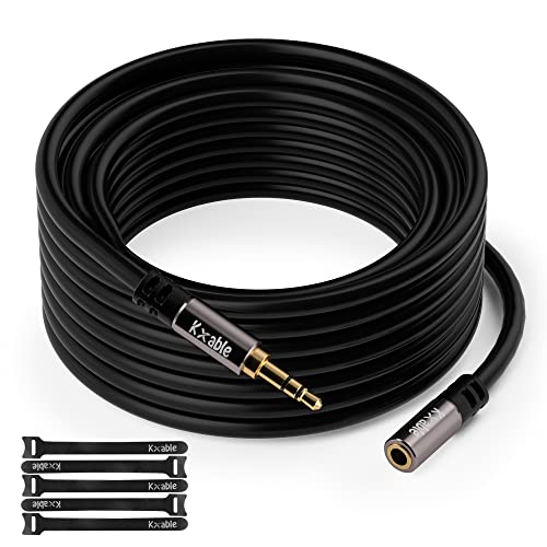 3.5Mm Extension Cable 50 Feet, Long Male To Female Auxiliary Audio Stereo Cable, Headphone Extension Cord, Hi-Fi Sound, Gold Plated Connectors, Ofc Core, Black Cable (With 5 Pcs Cable Ties) - 50Ft #TOP19