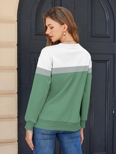 Sweatshirt Damen Pullover Winter Elegant Langarm Rundhals Oberteile Farbblock Casual Langarmshirt Ohne Kapuze – Bild 4